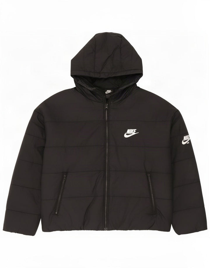 Nike Damen-Übergröße, gepolsterte Grafikjacke mit Kapuze, UK 16, Größe L, Schwarz