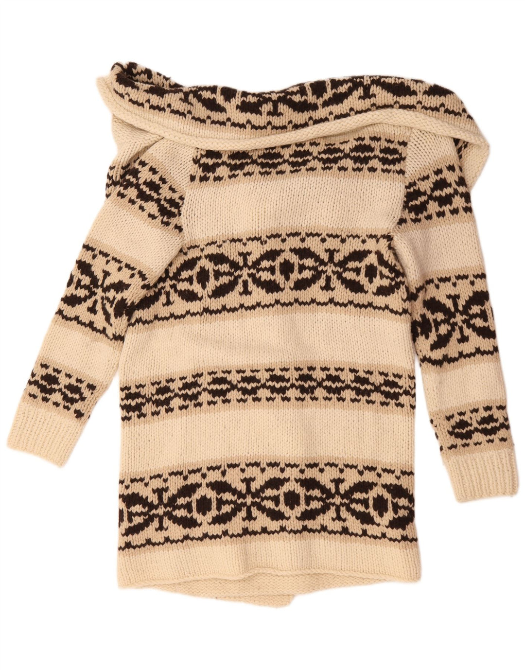 Parosh Damen Longline-Cardigan-Pullover UK 14 Medium Off White Fair Isle