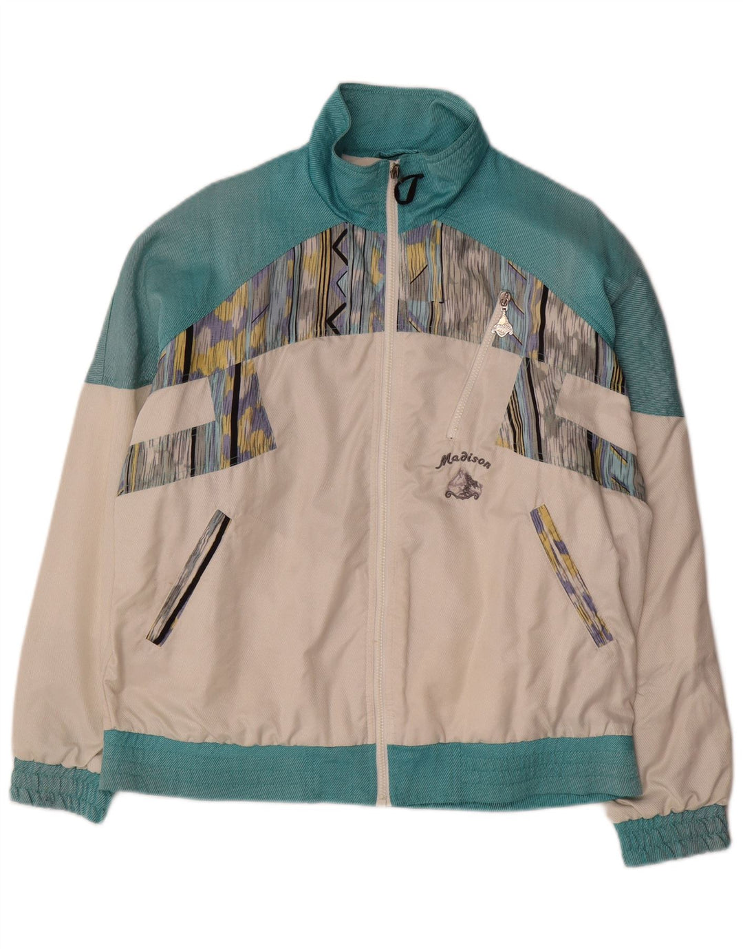 Madison Damen-Trainingsanzug-Oberjacke, EU 40, Mittelweiß, Farbblock