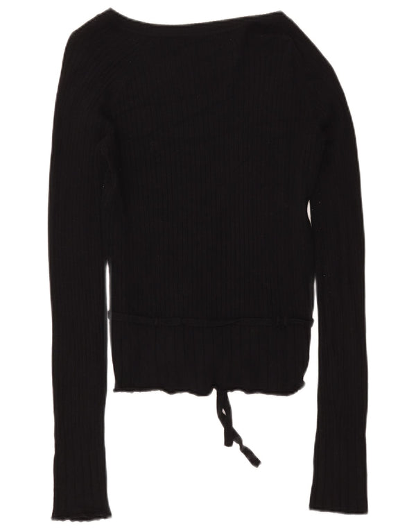 Zara Damen Top Langarm UK 14 Large Schwarz Rayon