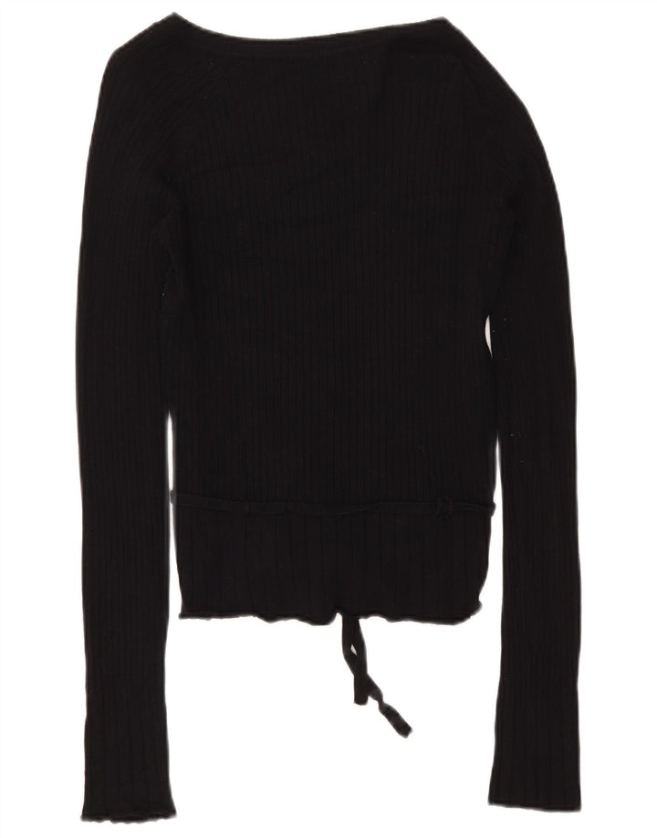 Zara Damen Top Langarm UK 14 Large Schwarz Rayon