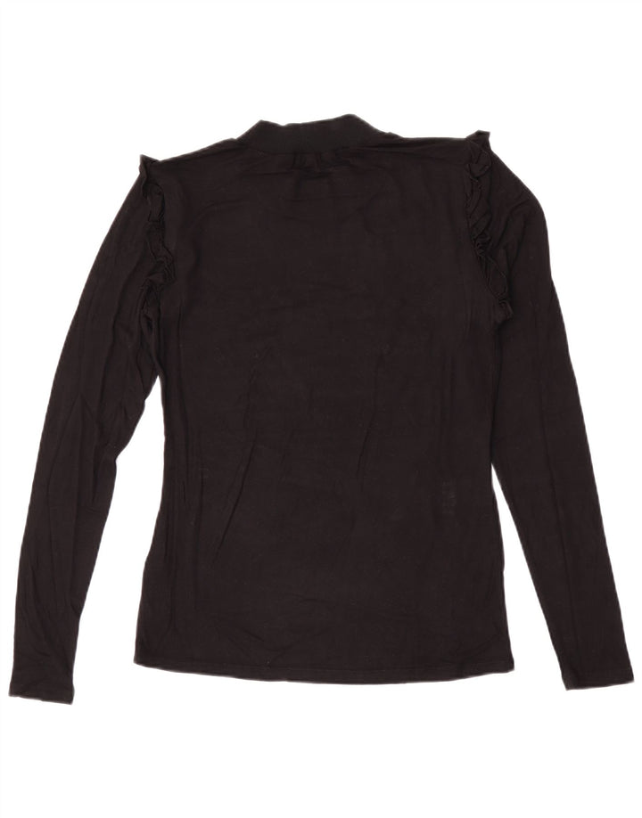 Guess Damen Graphic Top Langarm UK 10 Small Schwarz Viskose