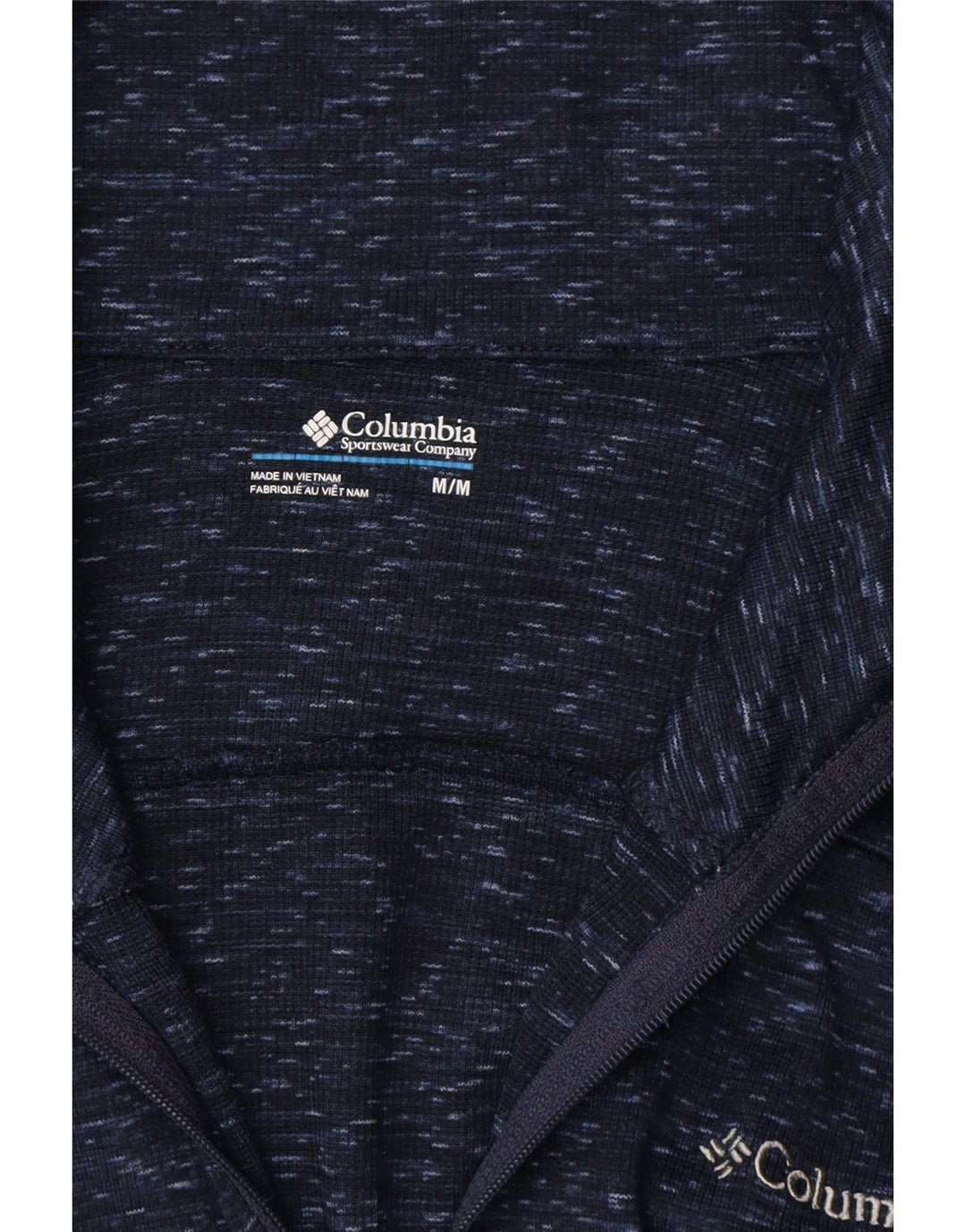 COLUMBIA Womens Tracksuit Top Jacket UK 12 Medium Navy Blue Flecked Vintage Columbia and Second-Hand Columbia from Messina Hembry 