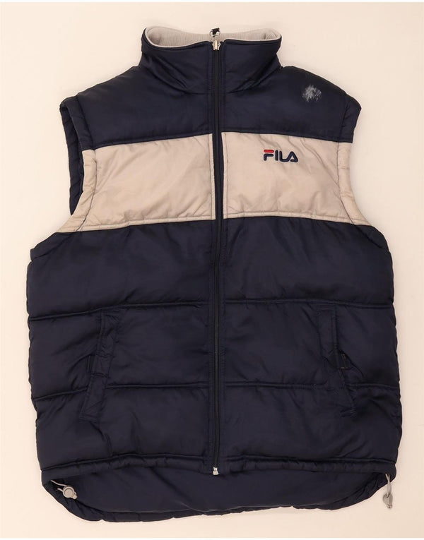 Fila Mens Padded Gilet UK 38 Medium Navy Blue Colourblock Polyamide