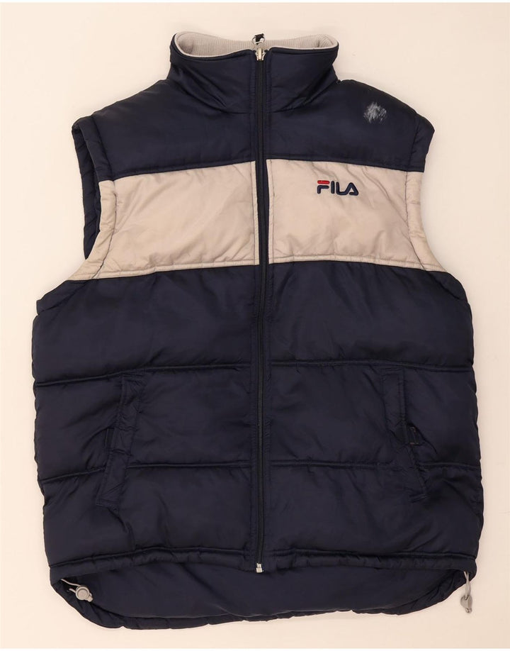Fila Herren Wattierte Weste UK 38 Medium Navy Blue Colourblock Polyamid