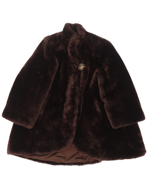 Vintage Damen Übergroßer Kunstfellmantel UK 16 Groß Braun