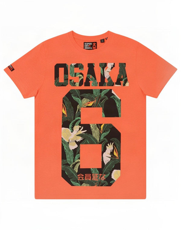 Superdry Herren Osaka Grafik-T-Shirt-Oberteil Mittelorange Polyester