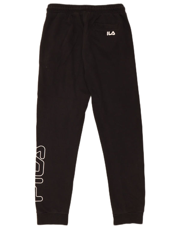 Fila Jungen-Trainingshose mit grafischem Muster, 11–12 Jahre, schwarze Baumwolle