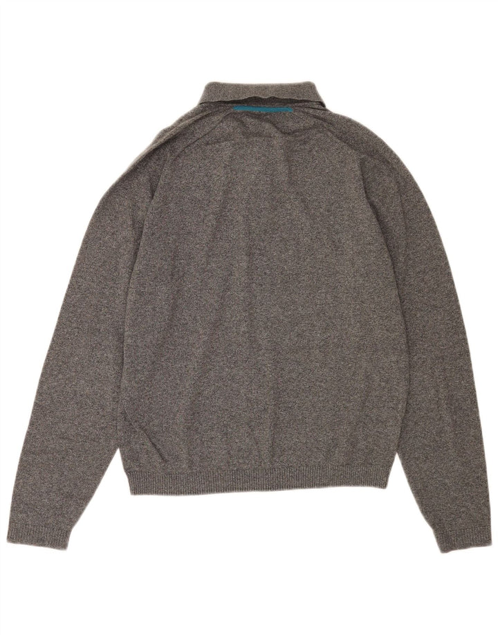Penguin Herren-Polo-Pullover aus mittelgrau gesprenkelter Baumwolle