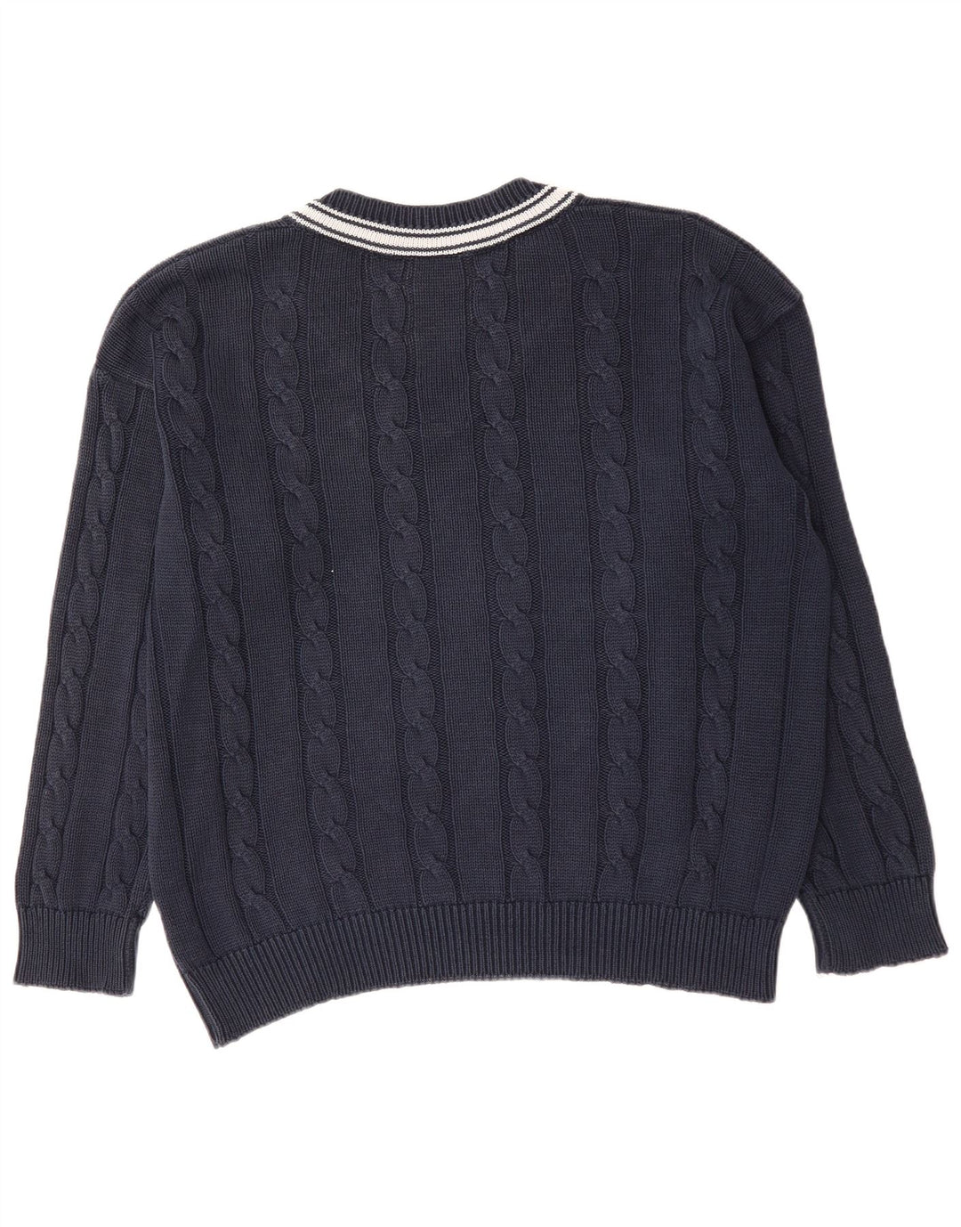 LACOSTE Herren-Pullover mit V-Ausschnitt, Größe 6 XL, marineblaue Baumwolle