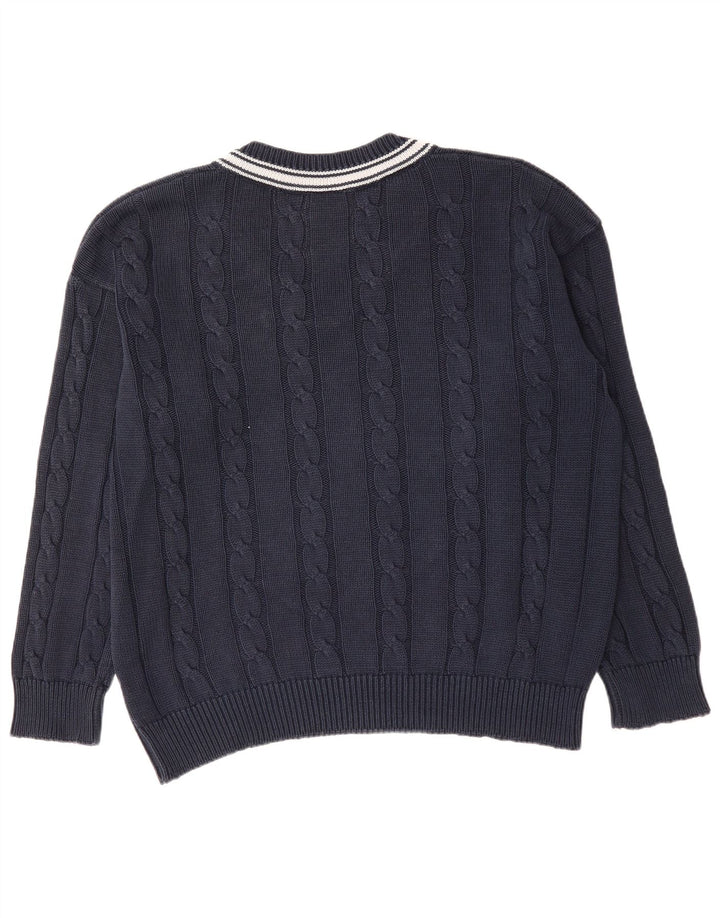 LACOSTE Herren-Pullover mit V-Ausschnitt, Größe 6 XL, marineblaue Baumwolle