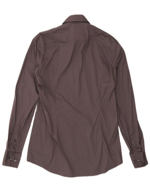 Hugo Boss Herren Slim Fit Hemd Größe 37 14 1/2 Small Graue Baumwolle