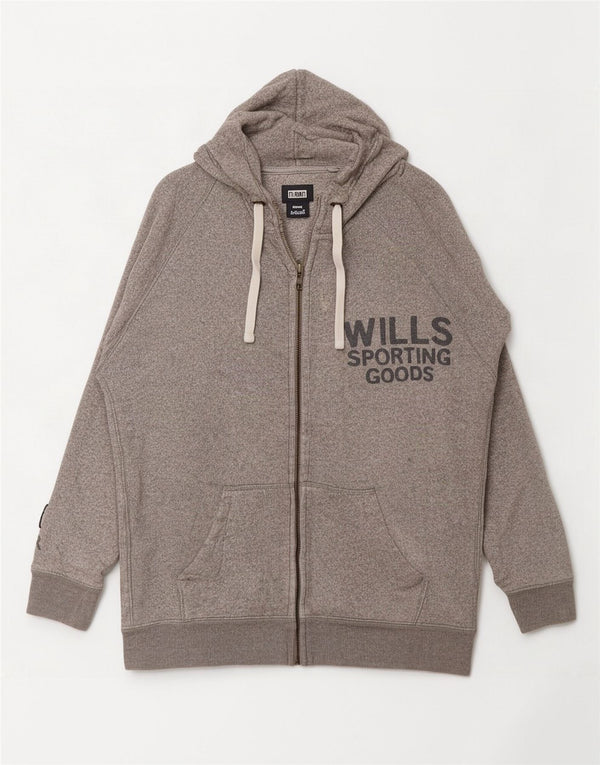 Jack Wills Damen-Kapuzenpullover mit grafischem Reißverschluss, Gr. 8, Größe S, grau gefleckte Baumwolle