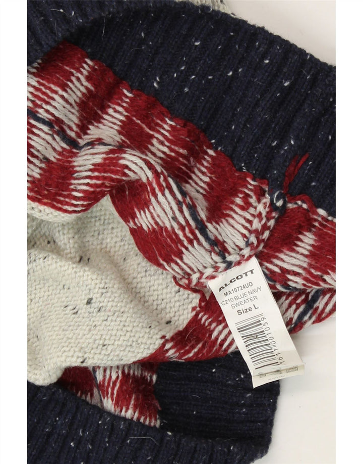 Alcott Herren-Pullover mit U-Boot-Ausschnitt, groß, graue Fair-Isle-Wolle