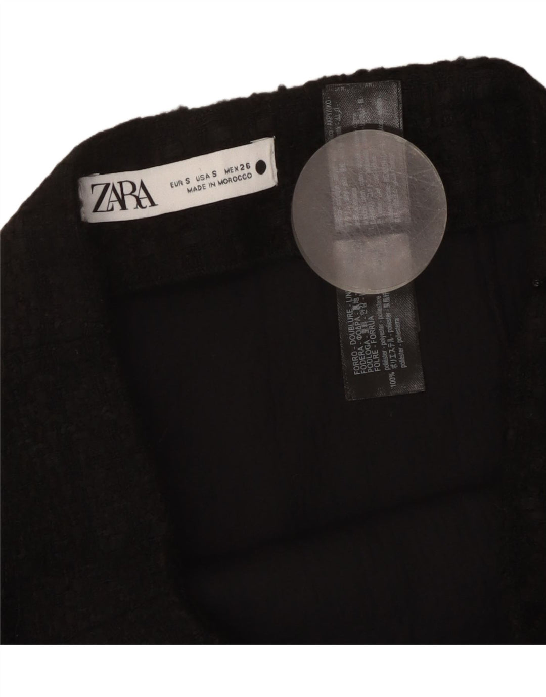 Zara Damen Minirock Small W26 Schwarz kariertes Acryl