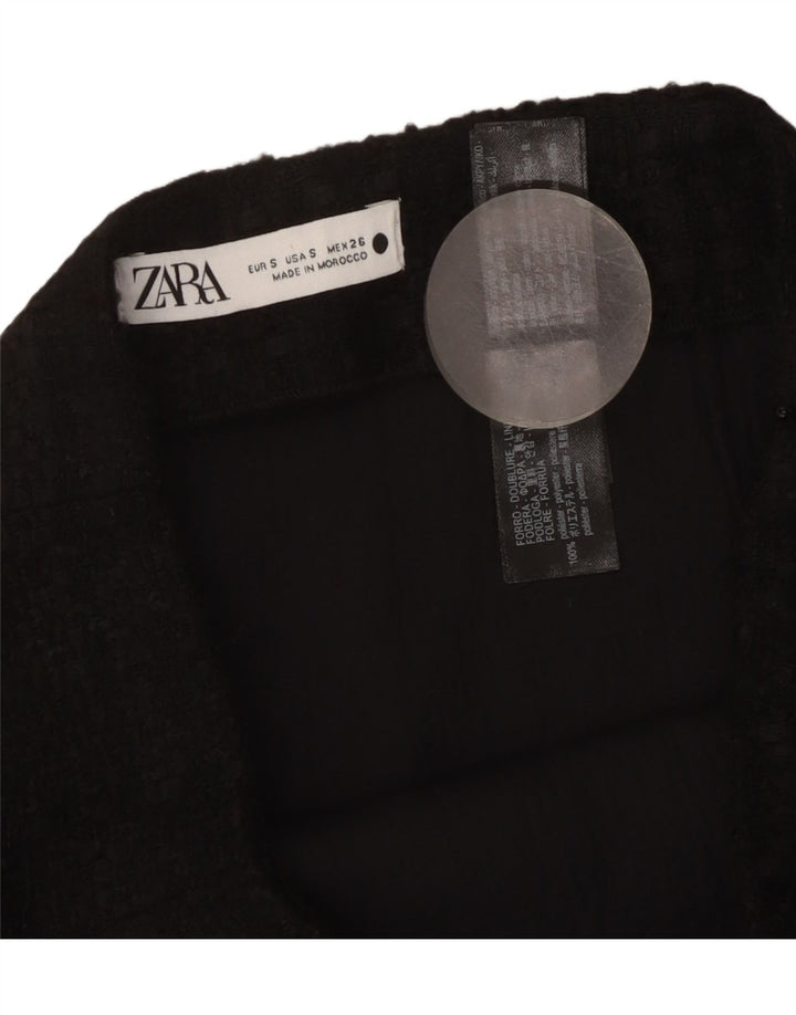 Zara Damen Minirock Small W26 Schwarz kariertes Acryl
