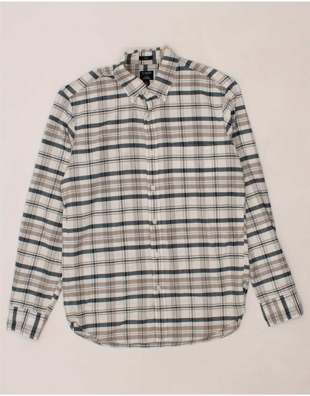 J. CREW Mens Slim Fit Shirt Medium Grey Check Cotton Vintage J. Crew and Second-Hand J. Crew from Messina Hembry 