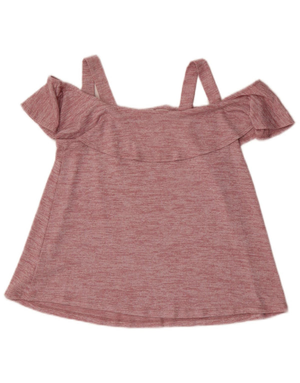 Gap Womens Petite Off Shoulder Top UK 6 XS Rosa meliertes Polyester