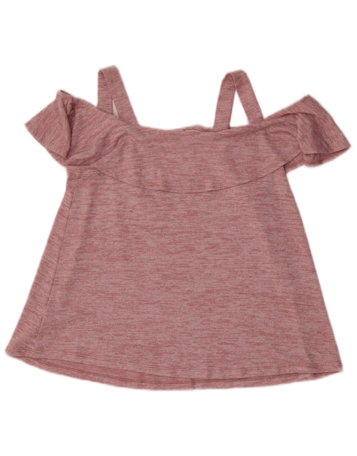 Gap Womens Petite Off Shoulder Top UK 6 XS Rosa meliertes Polyester