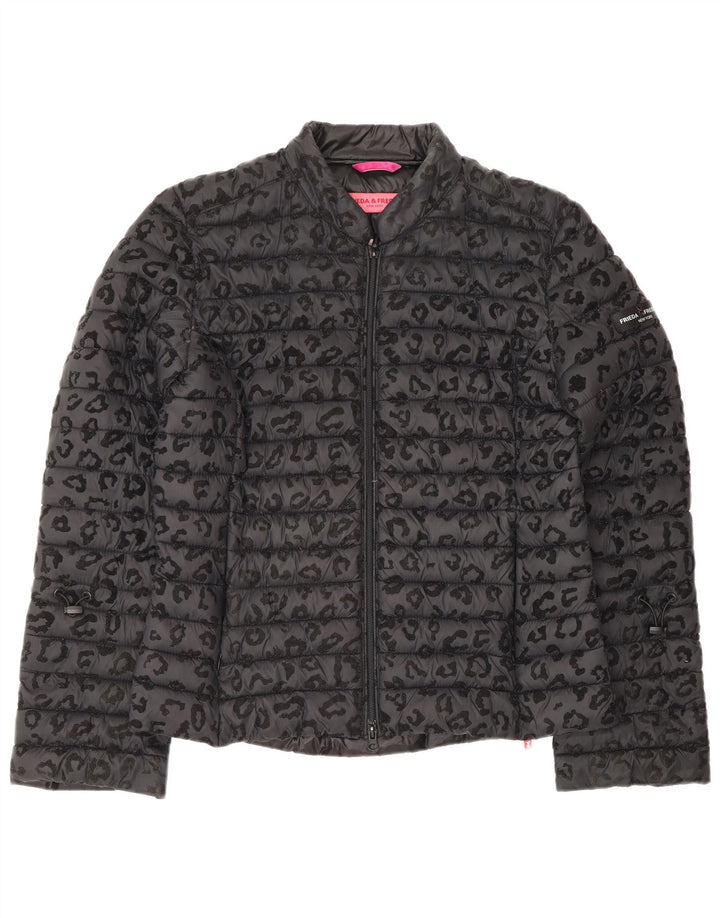 FRIEDA & FREDDIES Wattierte Damenjacke EU 40 Mittelgrauer Tierdruck
