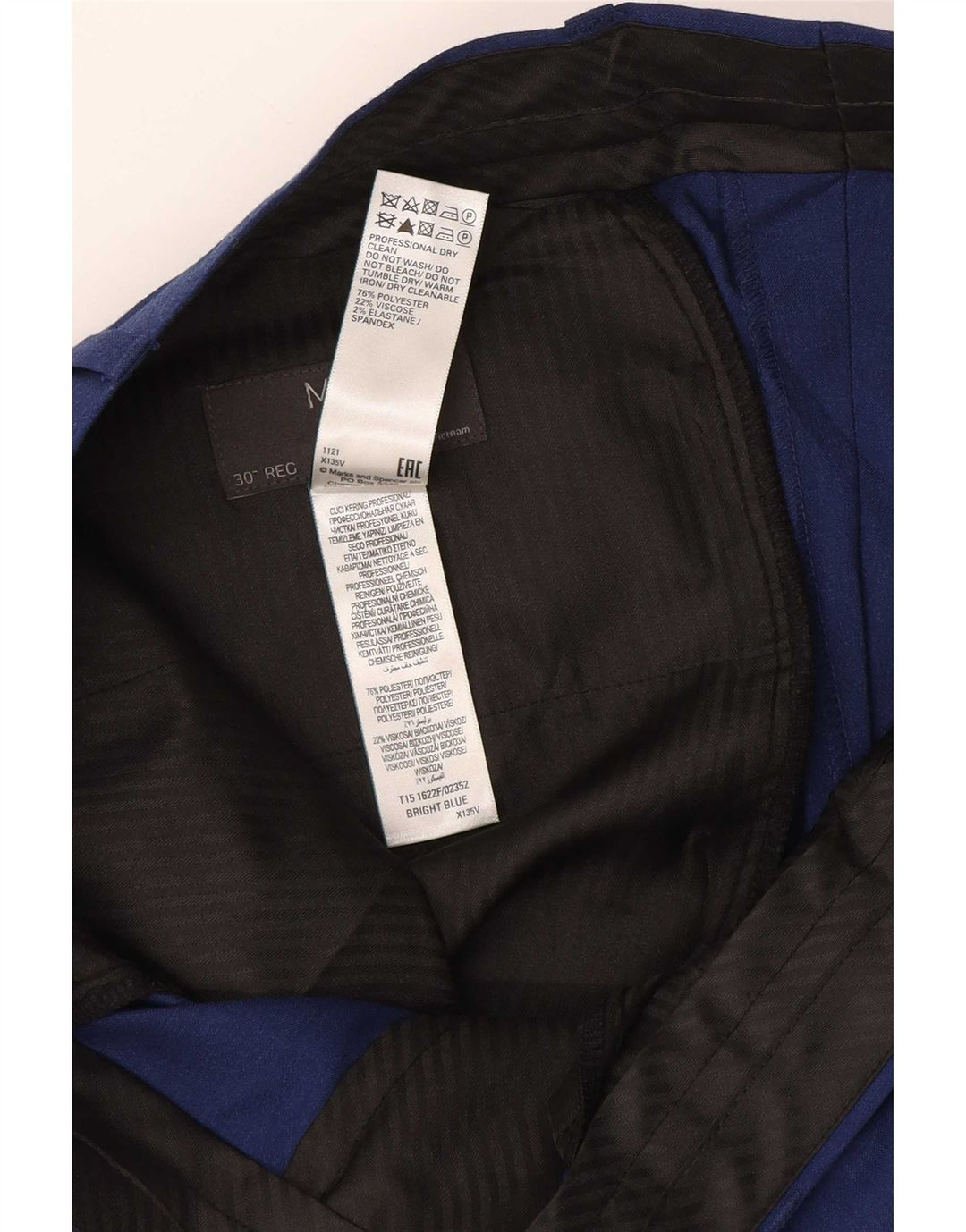 Marks & Spencer Slim-Anzughose für Herren, W30, L29, marineblaue Viskose