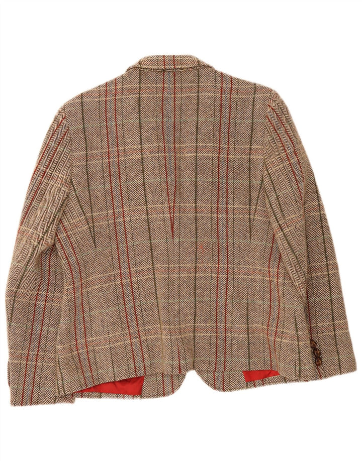 Basler Damen-Blazerjacke mit 1 Knopf, UK 16, große beige karierte Schurwolle
