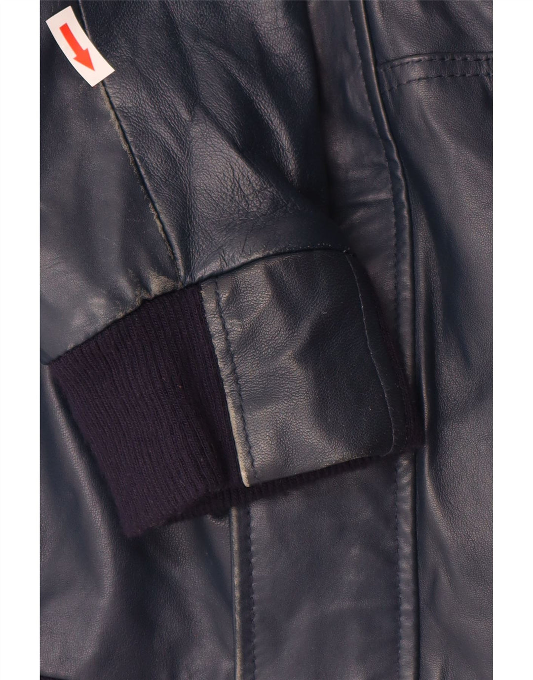 VINTAGE Damen-Lederjacke mit Kapuze, UK 14, großes marineblaues Leder