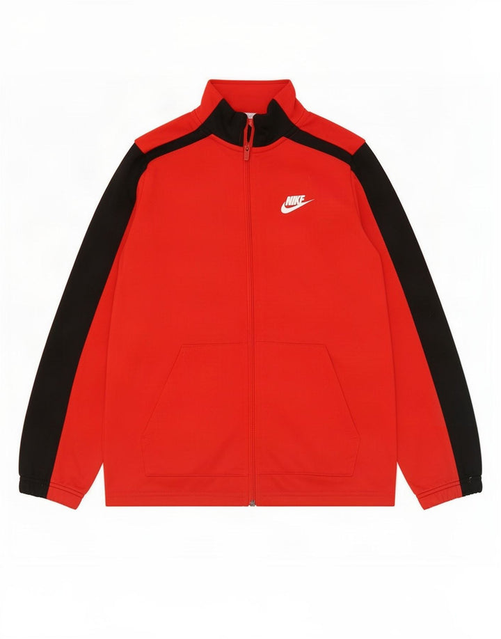 Nike Jungen-Trainingsanzugoberteil mit Grafik, 10–11 Jahre, Mittelrot, Farbblock