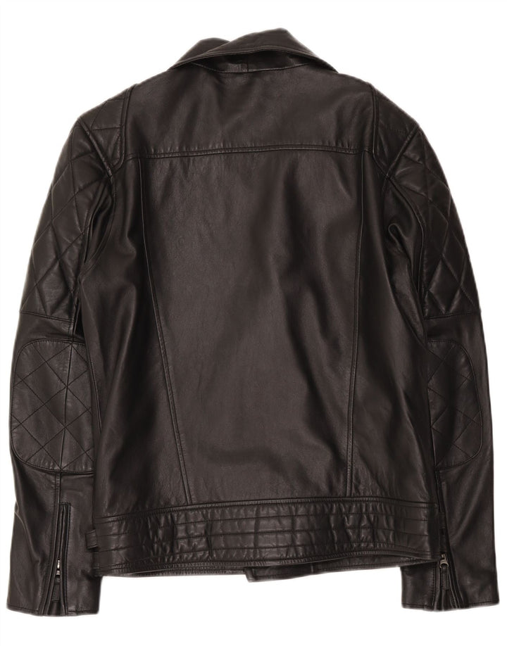 Bertanni Herren Leder Bikerjacke UK 38 Medium Schwarz