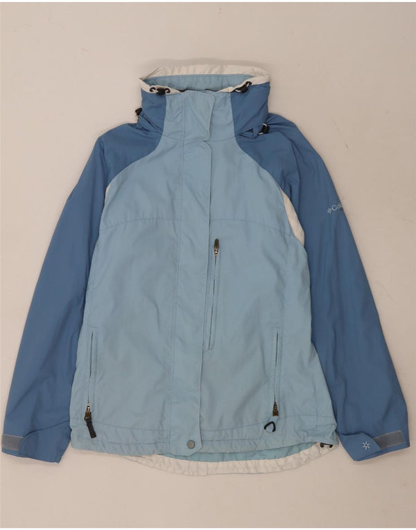 Columbia Damen-Regenjacke mit Kapuze, übergroß, UK 10, klein, Blau, Farbblock
