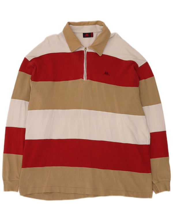 Kappa Herren Langarm-Rugby-Poloshirt 2XL, mehrfarbig, gestreift, Baumwolle