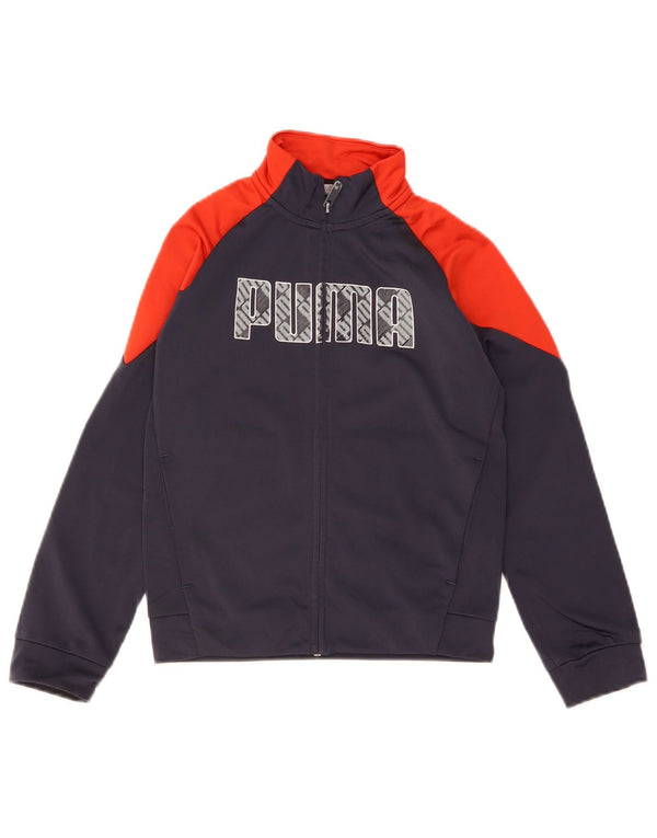 Puma Jungen Grafik-Trainingsanzug-Top-Jacke, 9–10 Jahre, Marineblau, Farbblock