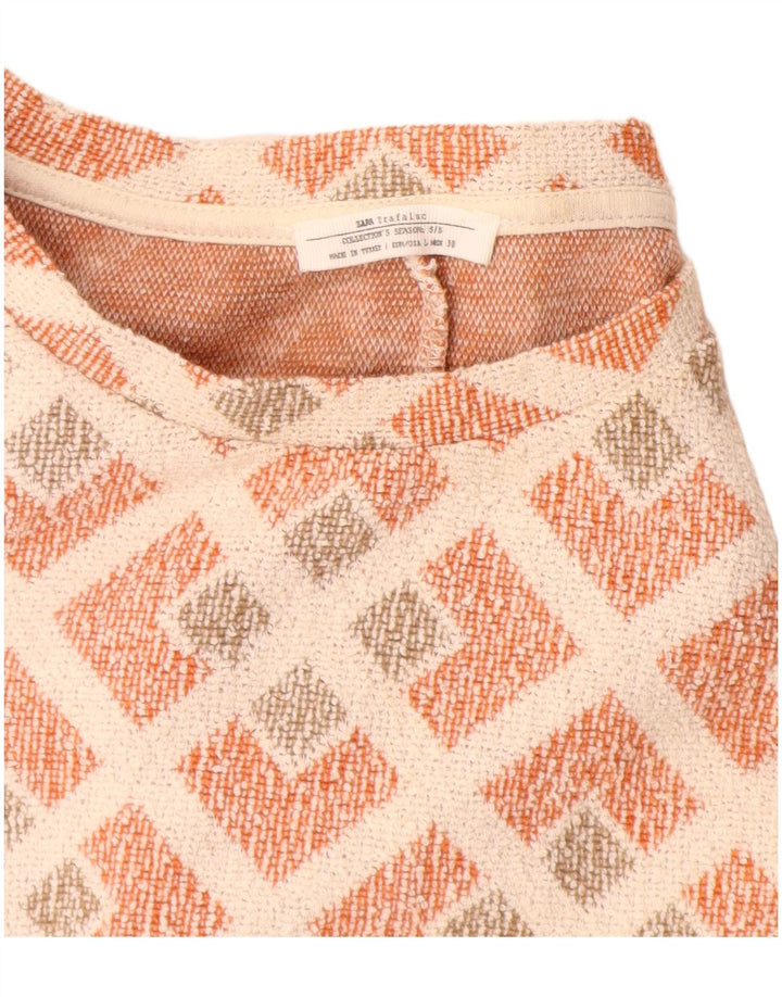Zara Damen Etuikleid UK 14 Large Rot Geometrisch