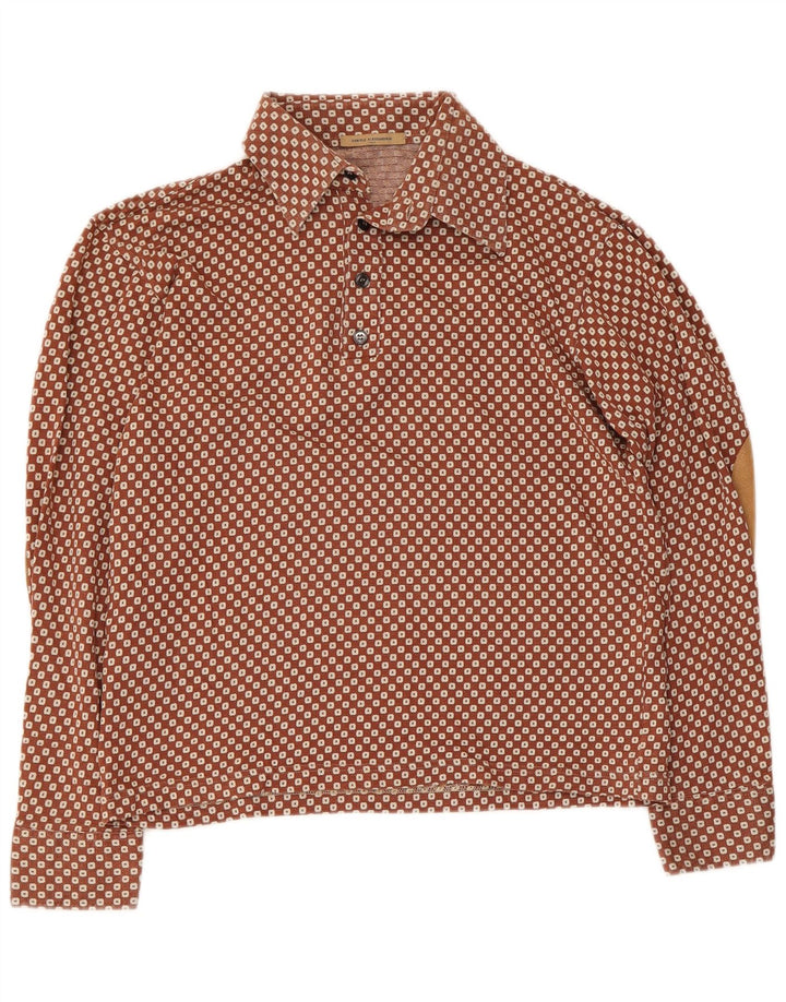 Daniele Alessandrini Damen Pullover Shirt UK 16 Large Braun Geometrisch