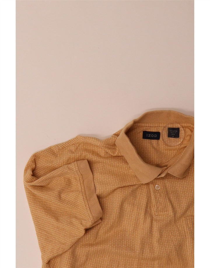 IZOD Mens Polo Shirt Medium Yellow Check Cotton Vintage Izod and Second-Hand Izod from Messina Hembry 