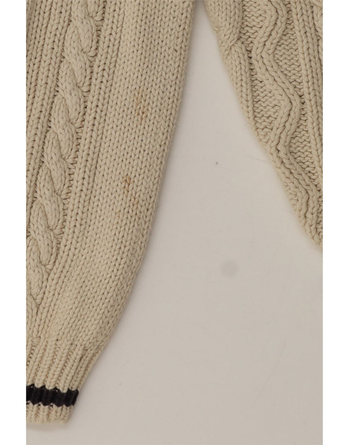 Cotton Republic Herren-Pullover mit V-Ausschnitt, Mittelgroße, cremefarbene Baumwolle