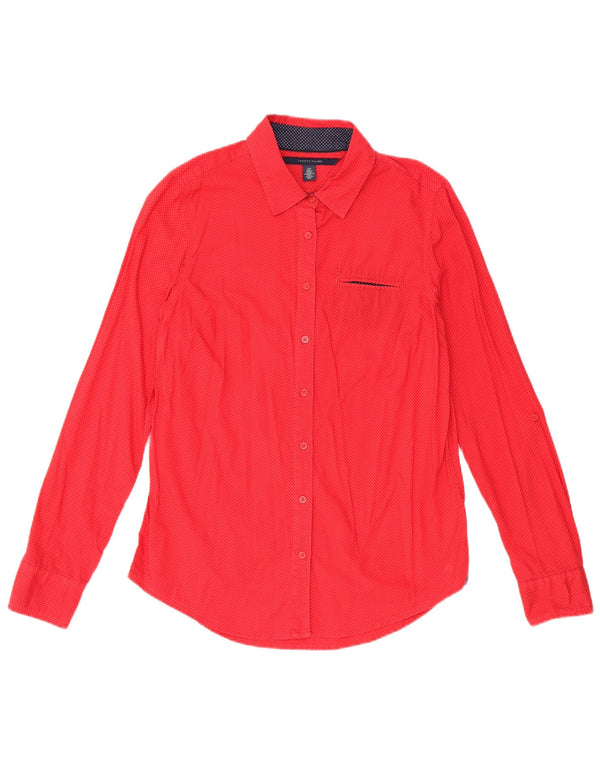 Tommy Hilfiger Damen-Hemd UK 10, Größe S, rot gefleckte Baumwolle