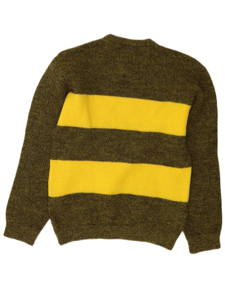 Gomena Herren-Pullover mit grafischem Rundhalsausschnitt, Mittelgrün, Farbblock