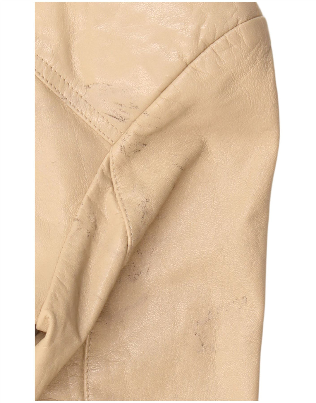 VINTAGE Damen Blazerjacke aus Leder mit 4 Knöpfen IT 36 XS Beiges Leder