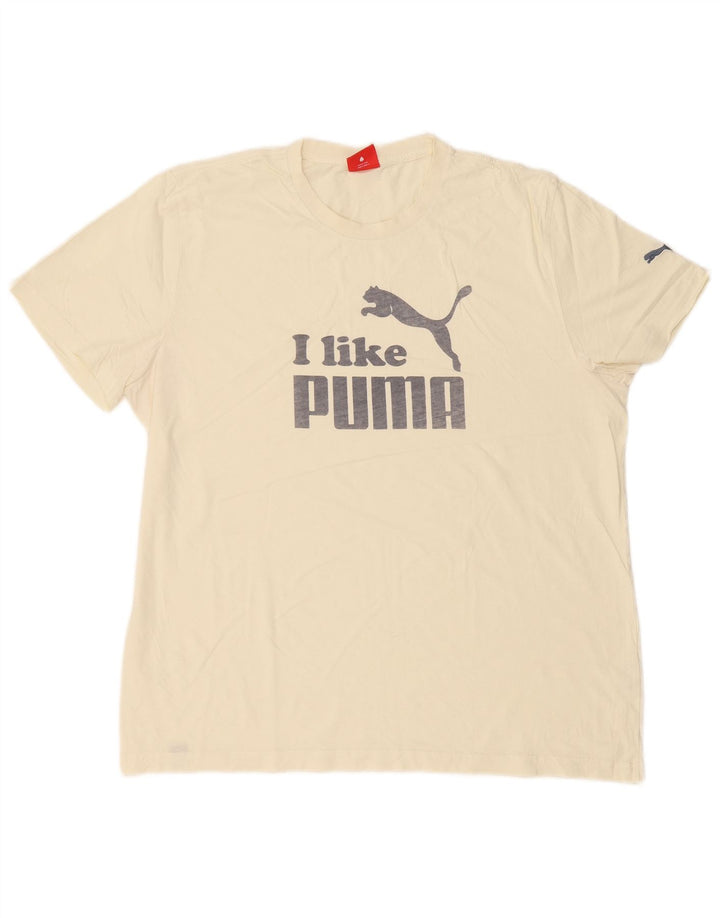Puma Herren Grafik T-Shirt Top XL Off White