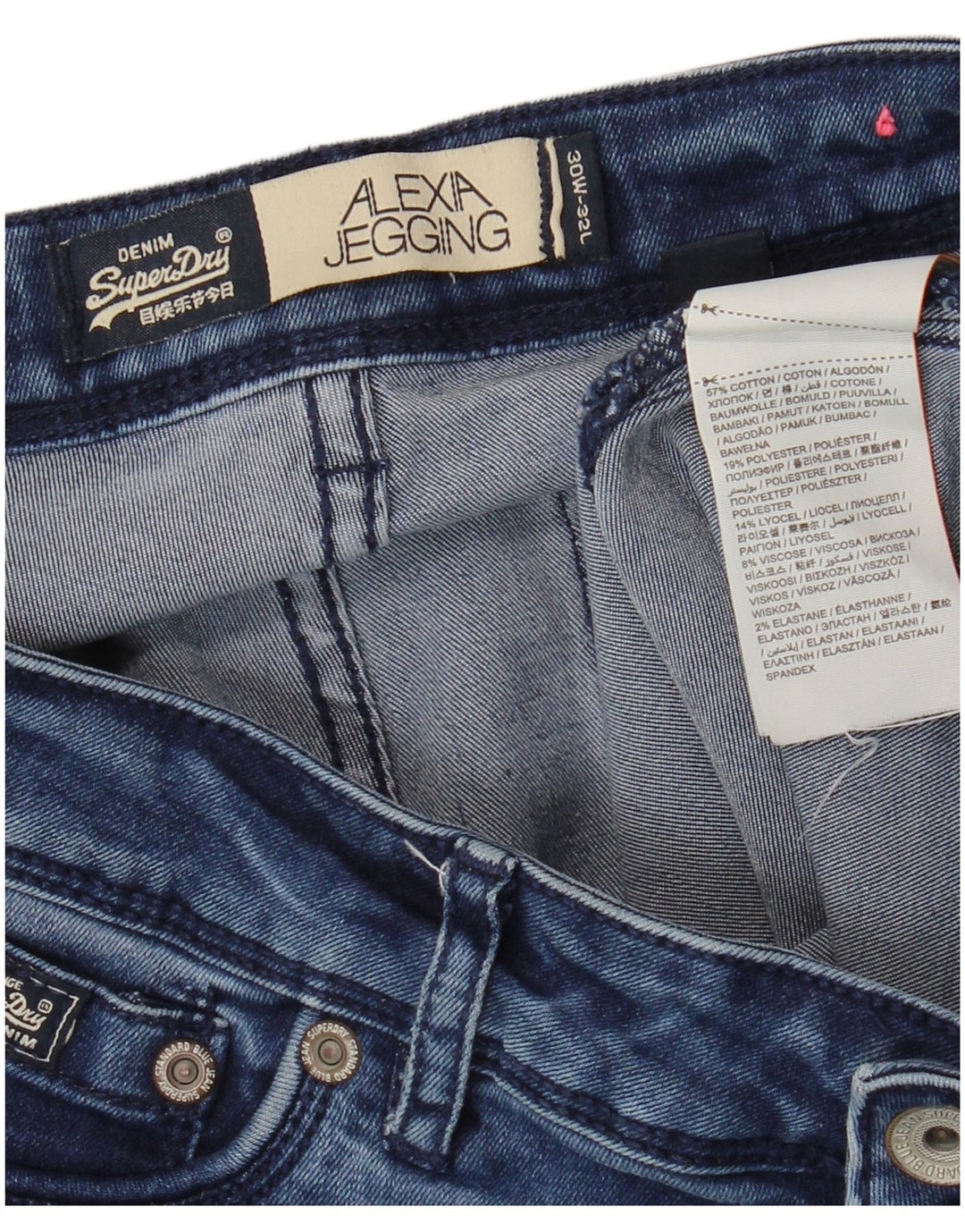 SUPERDRY Damen Alexia Jegging Skinny Jeans W30 L32 Blaue Baumwolle