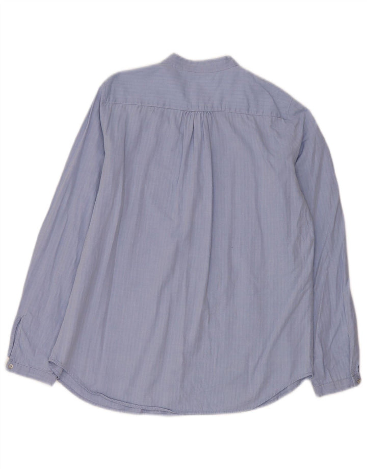 Zara Damen Pullover-Hemd UK 10 Small Blue Herringbone Cotton