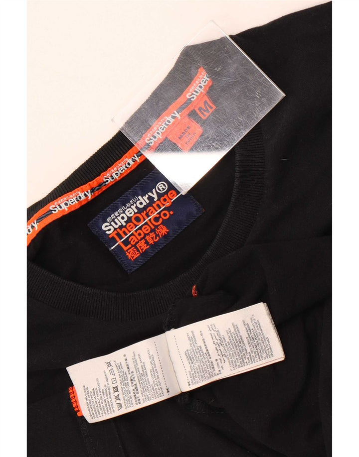 Superdry Herren T-Shirt-Oberteil aus mittelschwarzer Baumwolle