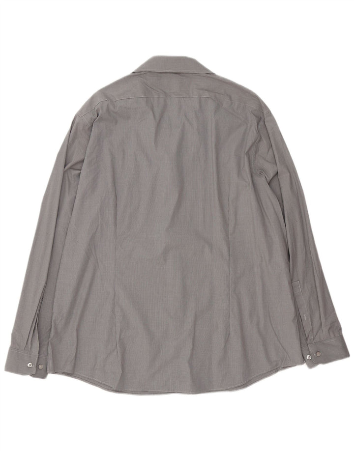 Dkny Herren-Hemd mit schmaler Passform, Größe 18 2XL, grau karierte Baumwolle