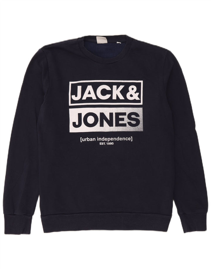 Jack & Jones Herren-Sweatshirt mit Grafik, groß, marineblau, Baumwolle