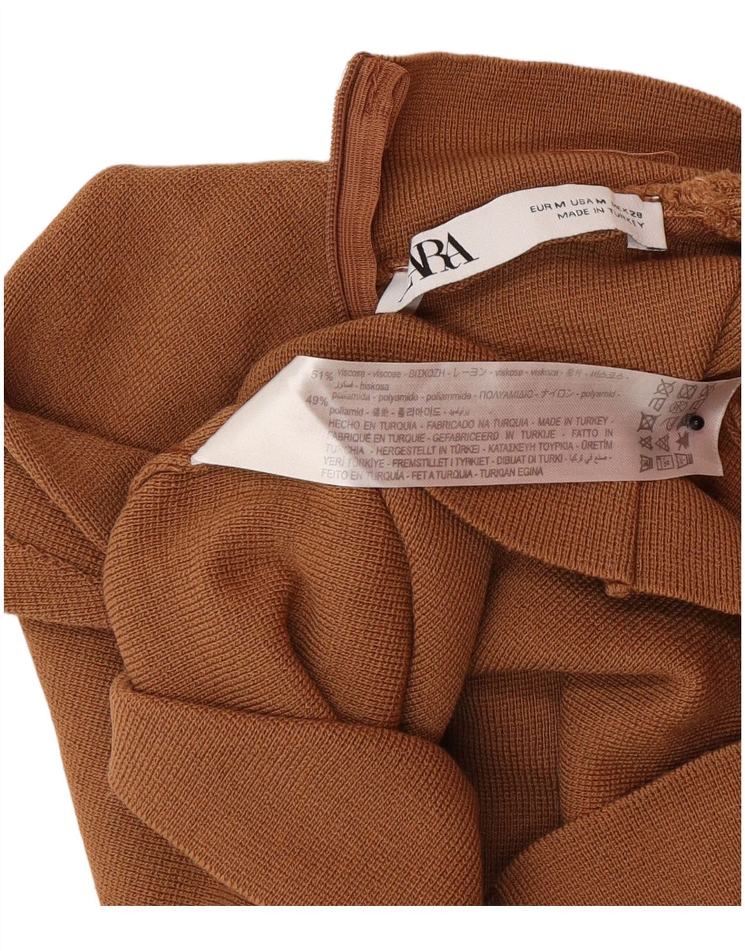 Zara Damen Ärmelloses Crop Top UK 12 Mittelbraunes Polyamid
