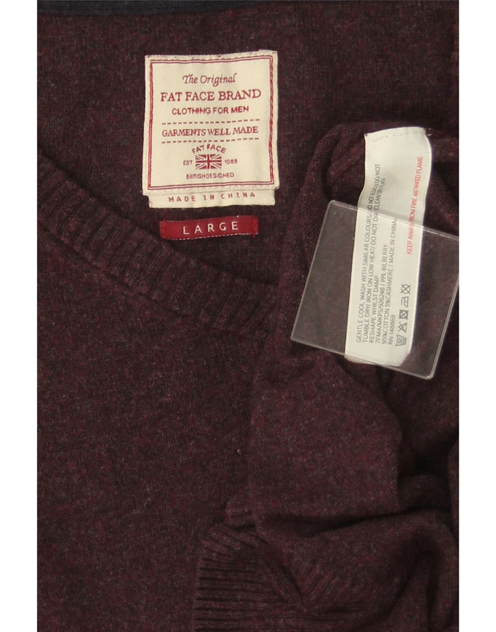 Fat Face Herren-Pullover mit V-Ausschnitt, Größe L, Baumwolle, Lila