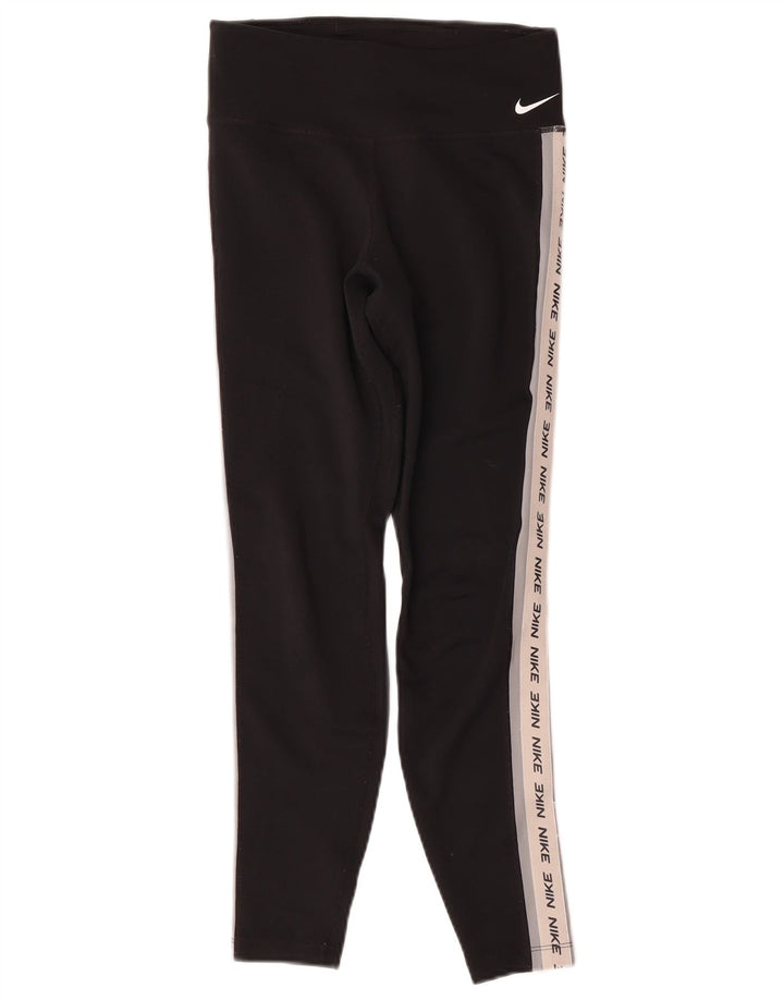 NIKE Womens Dri Fit Graphic Leggings UK 4 XS  Black Polyester