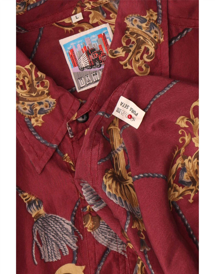 Vintage Herren Hemd mit abstraktem Muster, große rote Seide