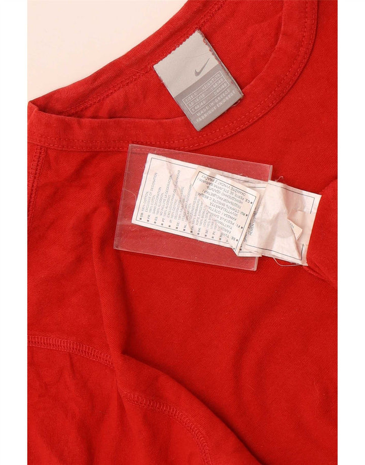Nike Herren Top Langarm UK 36/38 Small Rote Baumwolle
